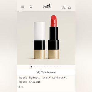 Hermes Satin Red lipstick Rouge Amazone NEW w Hermes Box & Saks Fifth Avenue Box
